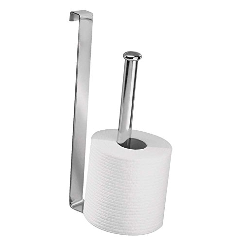 iDesign 69380EU Portapapel para WC Classico, Metal, Plata, 5.3x12.6x27.5 cm