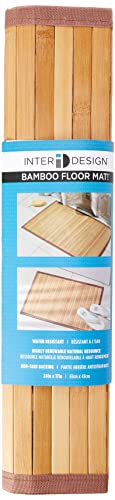 iDesign Alfombra antideslizante, alfombra de madera de bambú de tamaño pequeño, alfombrilla de baño, cocina y pasillo repelente al agua, marrón claro