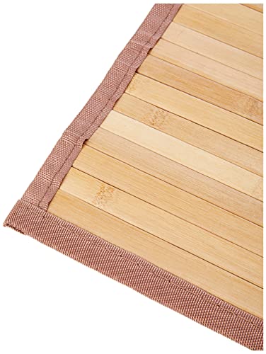 iDesign Alfombra antideslizante, alfombra de madera de bambú de tamaño pequeño, alfombrilla de baño, cocina y pasillo repelente al agua, marrón claro