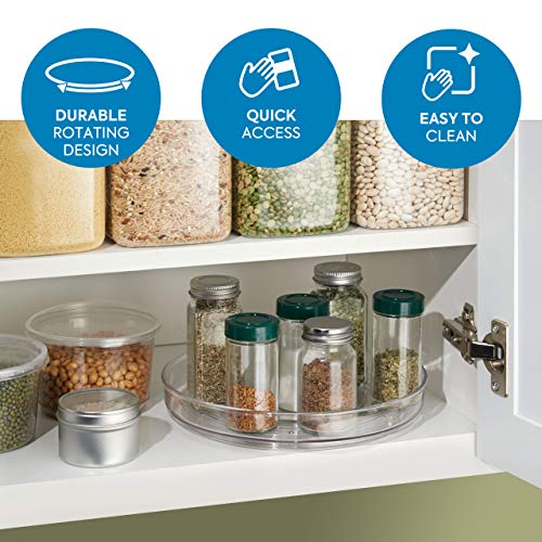 iDesign Organizador de cocina, plato giratorio pequeño de plástico sin BPA para la despensa, porta especias giratorio para tarros de almacenamiento y especias, transparente