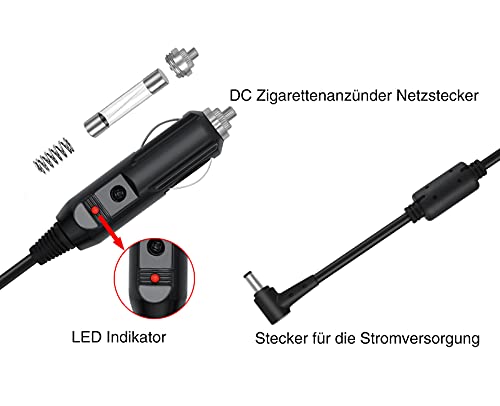 iGuerburn 2,5 m 12 V DC blindado cable adaptador de alimentación para Inogen One G3 G4 G5 con fusible adicional * 2