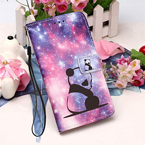 IMEIKONST Compatible con Redmi 9C Flip Funda, Cool Painted Designed Soft PU Cuero Carcasa Magnetic Billetera Protector Stand Funda para Xiaomi Redmi 9C. Star Panda YB