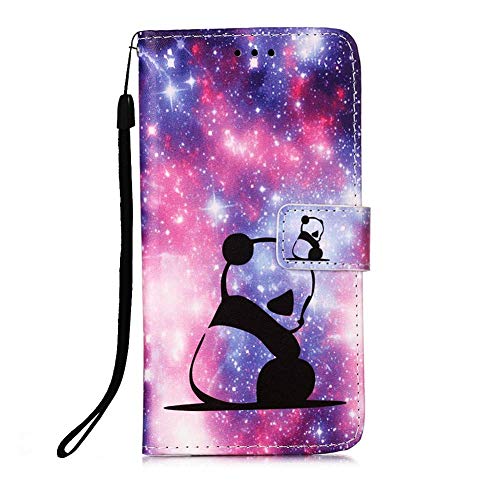 IMEIKONST Compatible con Redmi 9C Flip Funda, Cool Painted Designed Soft PU Cuero Carcasa Magnetic Billetera Protector Stand Funda para Xiaomi Redmi 9C. Star Panda YB