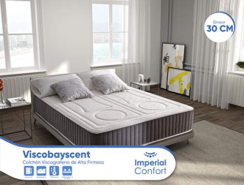 Imperial Confort ViscoBayscent - Colchón Visco Grafeno de espuma con tratamiento BAYSCENT® Neutralizer - Transpirable y doble cara (invierno/verano) - Grosor 30 cm - 150x190