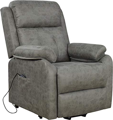 Imperial Relax | Sillon Relax Reclinable Levantapersonas NY | Motorizado | Reclinado de reposapies y Respaldo eléctrico | Sistema levantapersonas eléctrico (Cemento)