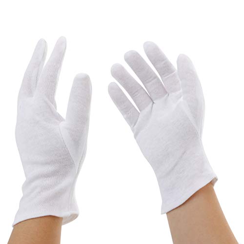 Incutex 4 pares de guantes de tela de algodón, blancos, talla: L