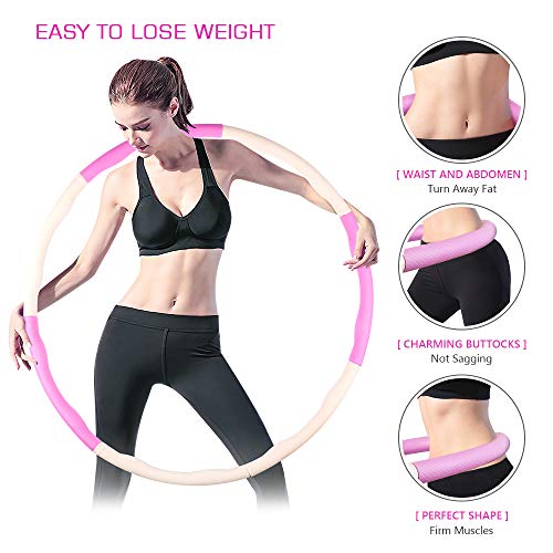 Inpher Hula Hoop,8 Secciones Professional Hula Hoop Desmontable,Diámetro Ajustable para Perder Peso,Gimnasio,Ejercicio con Diadema Deportiva