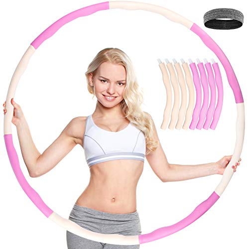 Inpher Hula Hoop,8 Secciones Professional Hula Hoop Desmontable,Diámetro Ajustable para Perder Peso,Gimnasio,Ejercicio con Diadema Deportiva