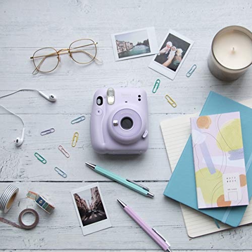 instax Mini 11 - Cámara instantánea, Lilac Purple, Compacto + Fujifilm instax Mini Brillo - Película fotográfica instantánea (2 x 10 Hojas)