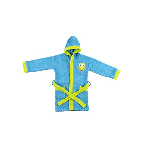 INTERBABY - Albornoz Infantil Buho Interbaby T. 6-8, color turquesa