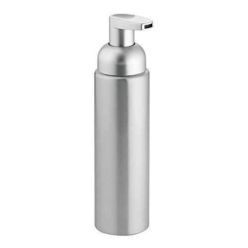 InterDesign Metro - Bomba de Aluminio, anticorrosiva, dosificadora de jabón Espuma, para mesada de Cocina, tocador del Cuarto de baño, 8.5 oz, Cepillado/Plateado Mate