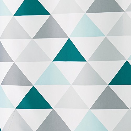 InterDesign Triangles Cortina de baño, Cortinas de baño de tela para ducha y bañera, Genial cortina de ducha de triángulos 183,0 cm x 183,0 cm, Poliéster turquesa/menta