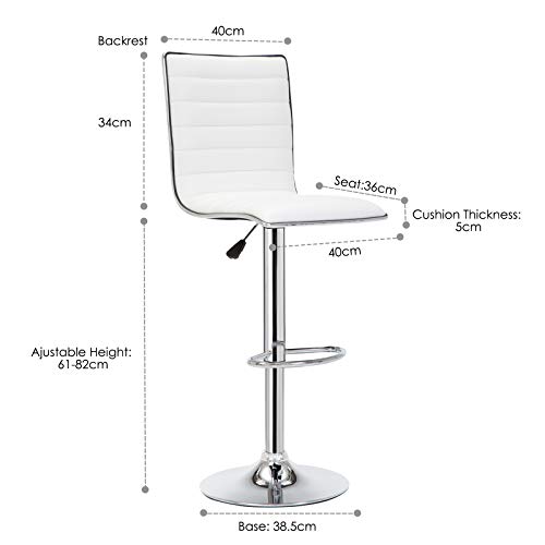 IntimaTe WM Heart 2 x Taburetes de Bar, Taburetes Altos De Cocina con Respaldo, Taburete Giratorio de Cuero Artificial, Altura Regulable, Reposapiés y Base Cromado, para Bar Cocina Familia, Blanco