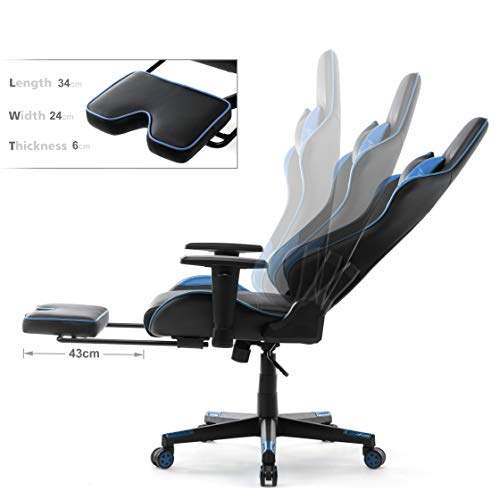 IntimaTe WM Heart Silla Gaming, Silla Gamer con Reposapiés Silla Escritorio Giratoria Altura Ajustable Respaldo Inclinable hasta 135 ° PU (Azul)