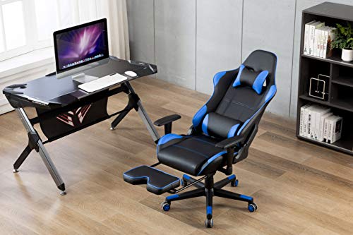 IntimaTe WM Heart Silla Gaming, Silla Gamer con Reposapiés Silla Escritorio Giratoria Altura Ajustable Respaldo Inclinable hasta 135 ° PU (Azul)