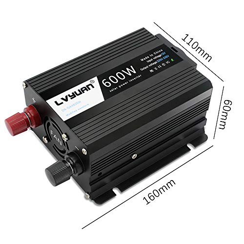 Inversor 12v a 220v - 240V 600W Cantonape Onda Sinusoidal Modificada Transformador 12v a 220v Conversor con 2 Puertos USB y 1 Enchufe de AC Diseño de Aluminio, con Mechero de Coche