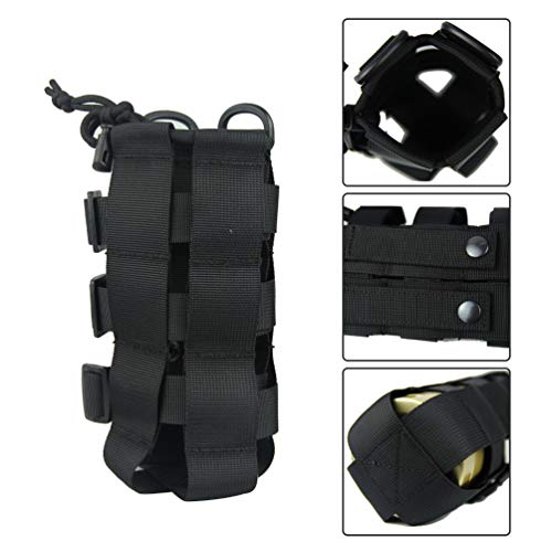 Iriisy Portabotellas de agua, bolsa resistente al agua,bolsa térmica para acampada,Bolsa de Botella de Agua Molle,Bolsa Titular Táctica para Correr Senderismo Ciclismo Camping Caza Actividades (Negro)