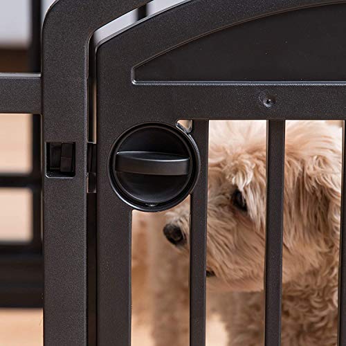 Iris Ohyama, Parque para perros / parque para cachorros, puerta con pestillo, clips para un fácil montaje y desmontaje, resistente a la intemperie, para perro - Pet Circle CI-604E - Negro