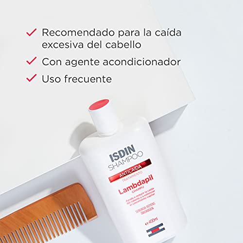 Isdin Lambdapil Champú Anticaída, Ayuda a Reducir la Caída del Cabello y Estimula el Crecimiento Capilar 1 x 400ml