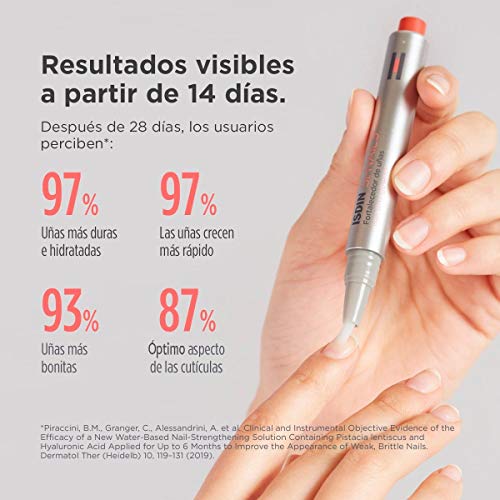 ISDIN SI-NAILS Fortalecedor con ácido hialurónico para uñas débiles y dañadas, hidrata también las cutículas, Serum con Acabado Invisible, 1 x 2.5 ml