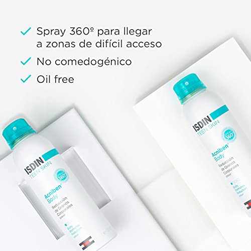 ISDIN Teen Skin Acniben Body Spray Corporal De Secado Rápido - Reducción de Granos Corporales - 150 ml.