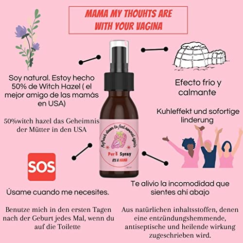 Its a Mama, Kit recuperación postparto. Un esencial junto con las bragas desechables postparto y compresas postparto. Peri Bottle y Peri Spray para higiene íntima y alivio instantáneo tras el parto