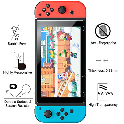 ivoler [3 Piezas] Protector de Pantalla para Nintendo Switch, Cristal Vidrio Templado Premium