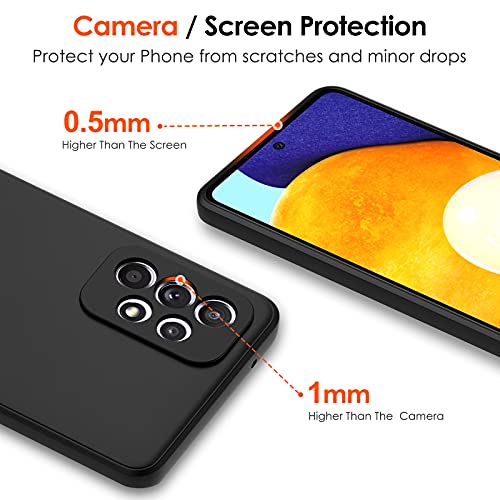 ivoler Negro Mate Funda para Samsung Galaxy A52 5G / A52 4G / A52S 5G con Protección de Cámara, Carcasa Protectora Antigolpes, Ultrafina Suave TPU Silicona Caso Delgada Anti-Choques Case