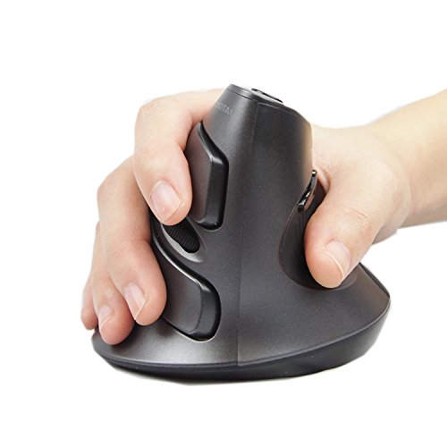 J-Tech Digital Scroll Endurance - Ratón ergonómico vertical USB con sensibilidad ajustable (600/1000/1600 DPI), reposamuñecas extraíbles y botones para el pulgar, reduce el dolor de manos y muñeca