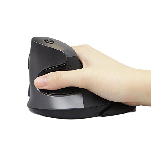 J-Tech Digital Scroll Endurance - Ratón ergonómico vertical USB con sensibilidad ajustable (600/1000/1600 DPI), reposamuñecas extraíbles y botones para el pulgar, reduce el dolor de manos y muñeca