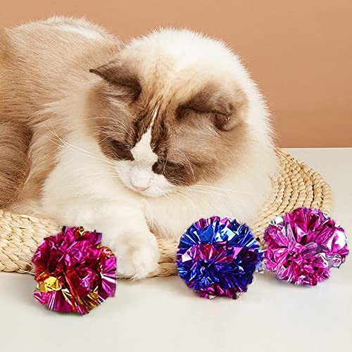 Jenny Watson 20 juguetes de bolas de Mylar para gatos de 5,5 cm, juguete interactivo, brillante y estresante, ligero, multicolor para múltiples gatos, ideal para gatitos y gatos adultos