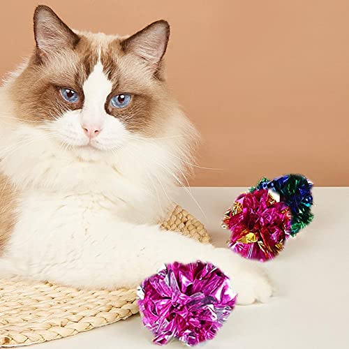 Jenny Watson 20 juguetes de bolas de Mylar para gatos de 5,5 cm, juguete interactivo, brillante y estresante, ligero, multicolor para múltiples gatos, ideal para gatitos y gatos adultos