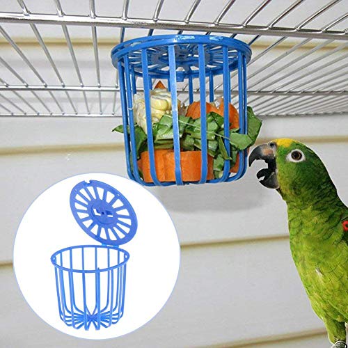 Jenny Watson 4pcs plástico pájaro loro alimentador jaula fruta vegetal titular jaula colgante cesta contenedor mascota pájaro alimento titular jaula accesorios