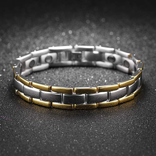 Jeracol Pulsera MagnéTica Para Hombres y Mujeres Pulseras de Terapia MagnéTica Alivio del Dolor Para la Artritis y el TúNel Carpiano Pulsera Ajustable Con Herramientas de ExtraccióN y Caja de Regalo.