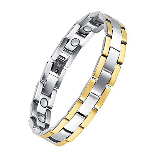 Jeracol Pulsera MagnéTica Para Hombres y Mujeres Pulseras de Terapia MagnéTica Alivio del Dolor Para la Artritis y el TúNel Carpiano Pulsera Ajustable Con Herramientas de ExtraccióN y Caja de Regalo.