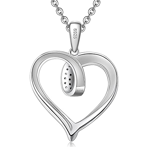 JEWUNIK Collar Mujer Plata de Ley 925 Grabado Colgante Corazón Amor con Cadena Mamá Abuela Regalo Original