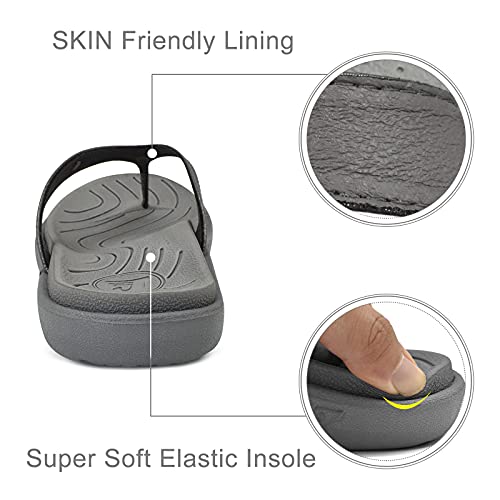 jiajiale Chanclas Mujer Moda Ortopedicas Comodas Piel Tela Sandalias de Dedo Verano Cool Playa Piscina Flip Flop Ligera Abierta Chancletas Antideslizante Goma Suela Gris EU40