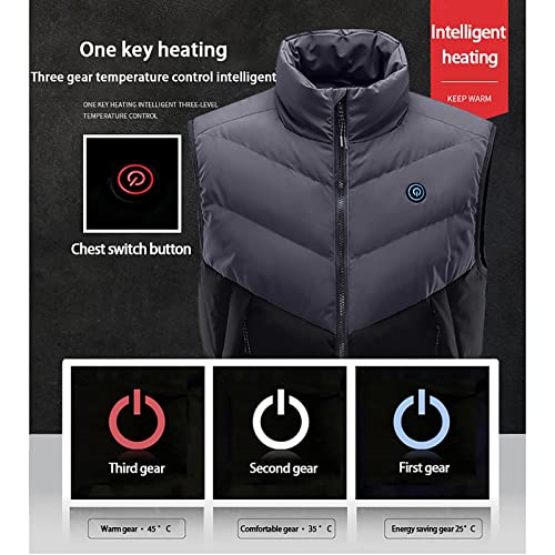 JING Chaleco Calefactable Unisex, Ropa Calefactada Carga USB con 9 Zonas Calentamiento, Chaleco Calefactor Invierno para Hombres Mujeres Deportes Aire Libre,XXXXL Grey