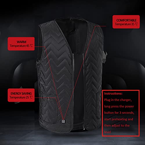 JING Ropa Chaqueta con Calefacción, Chaleco Calefactor Carga USB con 5 Almohadillas Térmicas, Calentador Cuerpo Eléctrico para Esquí Invierno Motocicleta Pesca Golf,M,Black