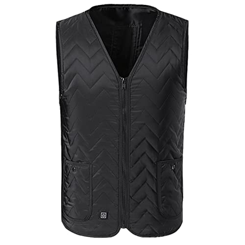 JING Ropa Chaqueta con Calefacción, Chaleco Calefactor Carga USB con 5 Almohadillas Térmicas, Calentador Cuerpo Eléctrico para Esquí Invierno Motocicleta Pesca Golf,M,Black