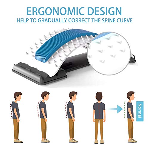 JIUCARE Estiramiento de Espalda, Dispositivo de Estiramiento Lumbar con Cuentas Magnéticas para Masaje de Espalda y Aliviar el Dolor de Espalda, 3 Niveles Ajustables Corrector de Postura (Verde)