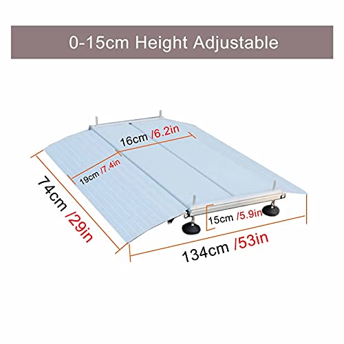 JLXJ Rampas Rampa de Entrada de Aluminio para Sillas de Ruedas/Umbral de Transición, Altura Ajustable Rampas de Puerta Plateadas Portátiles, Carga: 200kg (Size : 134×74cm/53×29in)