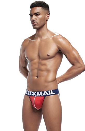 JOCKMAIL Calzoncillos Sexy para Hombre Tangas suspensorios para Hombre sexywear Transpirable Ropa Interior Gay (M, Rojo)