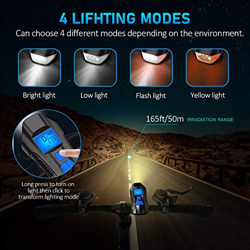 jojobnj Luz Bicicleta Recargable USB,Luz Bicicleta Delantera y Luz Trasera Bicicleta,Impermeable LED Luz Bicicleta Set 800 Lúmenes,Luz Bicicleta para Carretera y Montaña-Seguridad para la Noche