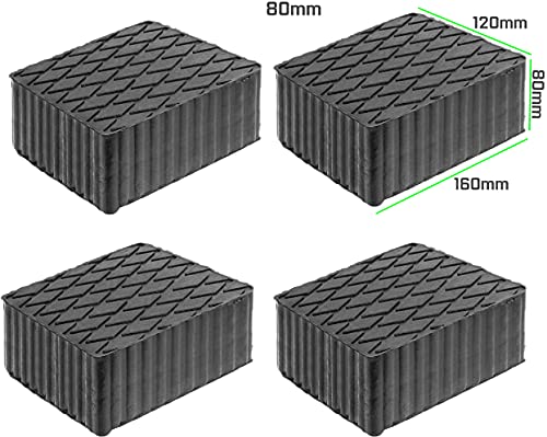 JOMAFA - JUEGO DE 4 TACOS DE GOMA 160 x 120 x 80 mm ALTURA PARA ELEVADORES DE COCHE UNIVERSAL COMPATIBLE CON ravaglioli, corghi, omnc.