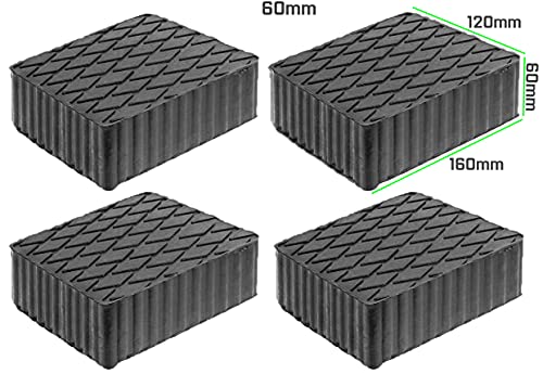 JOMAFA JUEGO DE 4 TACOS DE GOMA PARA ELEVADORES DE TALLER 160 x 120 x 60mm DE ALTURA UNIVERSAL COMPATIBLE CON ravaglioli, corghi, omnc
