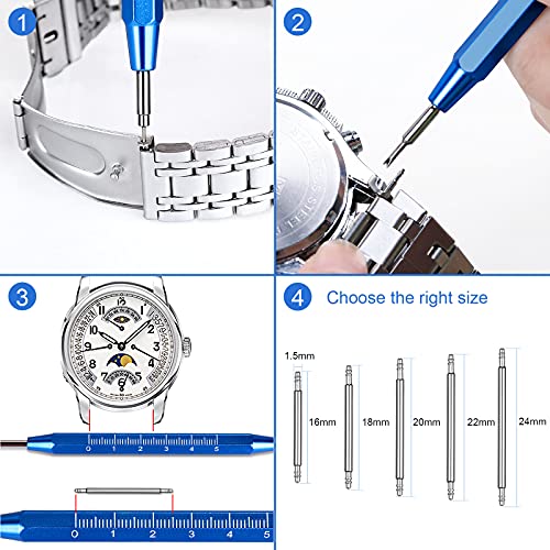 JOREST Kit Herramientas Relojero, Herramienta Cambiar Pilas Reloj, Cambiar/Ajuste Correa Reloj, Destornillador Relojero, Herramienta Abrir Relojes, Kit Reparacion Relojes, Accesorios para Relojes