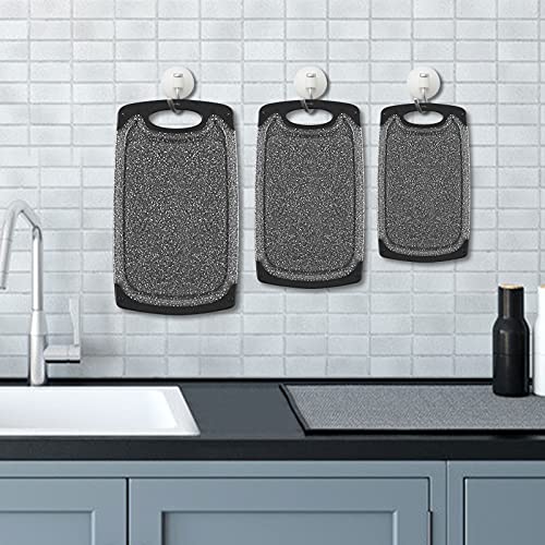 JOYBOY Tabla de cortar,3 Pcs Plástico Tablas de Cortar,ablas de Cocina para Cortar con Ranura para Jugos y Base Antideslizante,Libres de BPA,Apta para Lavavajillas