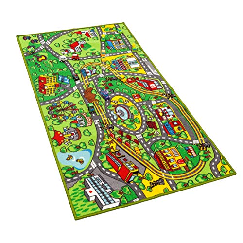 JOYIN Alfombra de Juego con 12 Autos, Juego de vehículos extraíbles para niños, Alfombra Jumbo para Sala de Juegos, Juego de simulación de la Ciudad