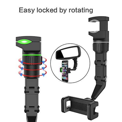 Jroyseter Soporte para teléfono con espejo retrovisor, soporte para teléfono y GPS, soporte para teléfono celular, soporte giratorio universal de 360 grados para coche, hogar, cocina